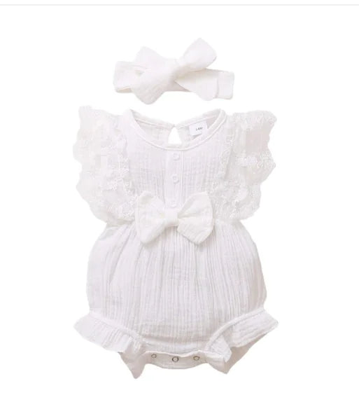 Catharina Lace Romper & Headband Set