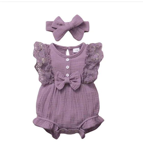 Catharina Lace Romper & Headband Set