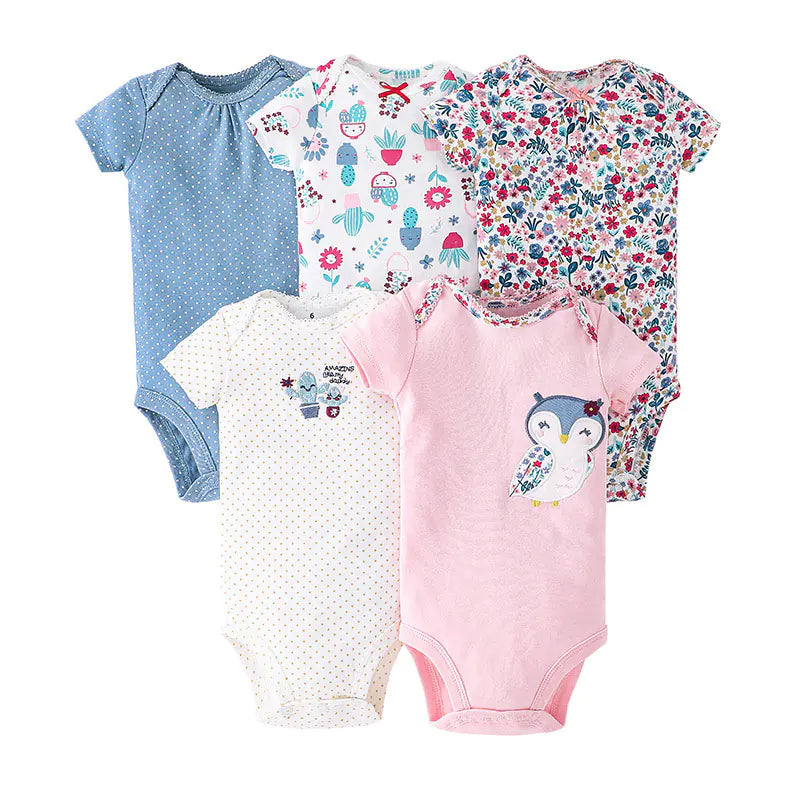 Short Sleeve Mix Colour Romper Set (5 Pack)