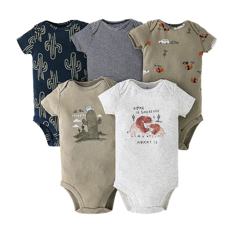 Short Sleeve Mix Colour Romper Set (5 Pack)