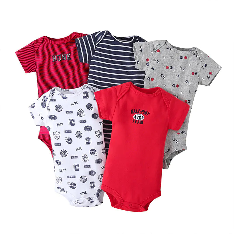 Short Sleeve Mix Colour Romper Set (5 Pack)