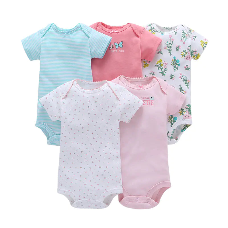Short Sleeve Mix Colour Romper Set (5 Pack)