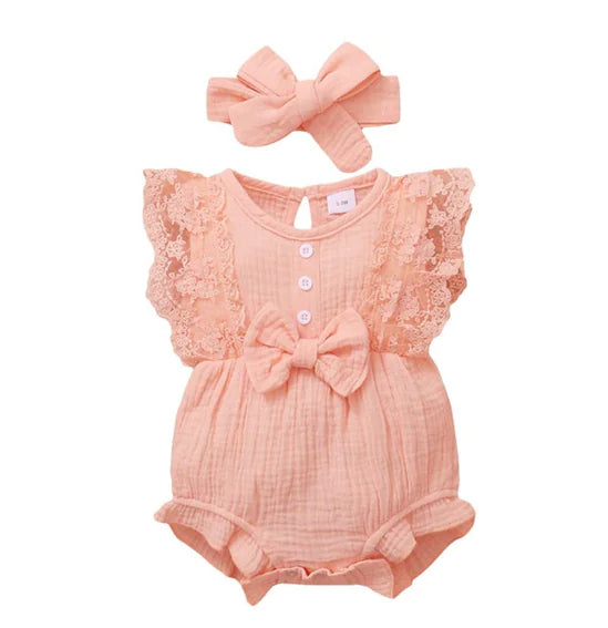Catharina Lace Romper & Headband Set